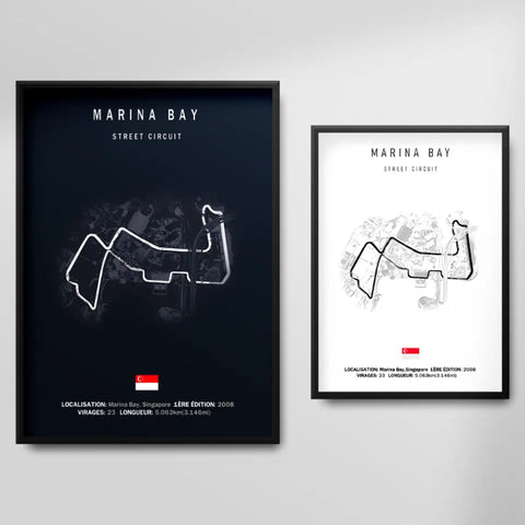 Affiche ou Tableau du Circuit de Formule 1 Marina Bay Singapour