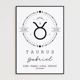 Tableau Personnalisé Signe Astrologique Boho Taureau