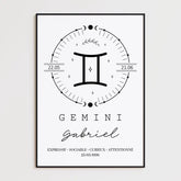 Tableau Personnalisé Signe Astrologique Boho Gémeaux