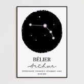 Tableau Personnalisé Signe Astrologique étoiles Belier