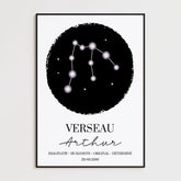 Tableau Personnalisé Signe Astrologique étoiles Verseau