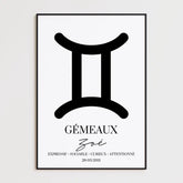 Tableau Signe Astrologique Personnalisé Gémeaux