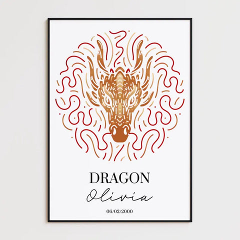 Tableau Personnalisé Signe Astrologique Chinois Dragon