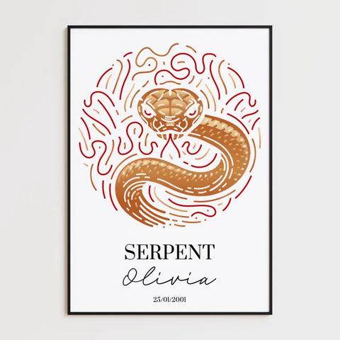 Tableau Personnalisé Signe Astrologique Chinois Serpent