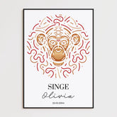 Tableau Personnalisé Signe Astrologique Chinois Singe