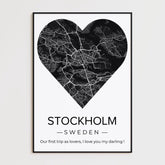 Affiche carte ville Personnalisée Coeur