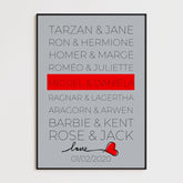 Tableau Couple Célèbre Personnalisé