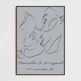 Tableau Couple Personnalisé Line Art Kiss