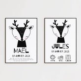 Tableau Naissance Personnalisé Biche