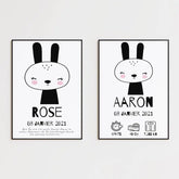 Tableau Naissance Personnalisé Lapin