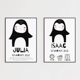Tableau Naissance Personnalisé Pingouin
