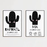 Tableau Naissance Personnalisé Cactus