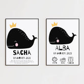 Tableau Naissance Personnalisé Baleine