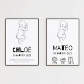 Tableau Naissance Personnalisé croquis de bébé