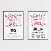 Affiche Naissance Personnalisé Fight Like Girl