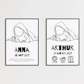 Affiche Naissance Personnalisé Art Line Bébé