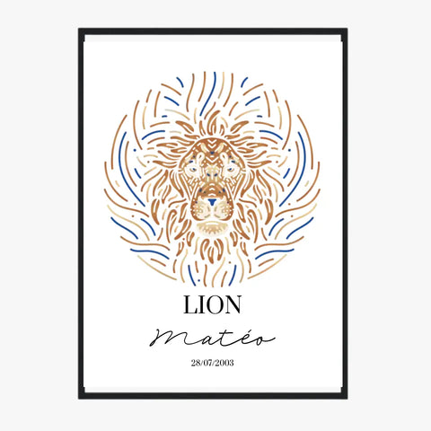 Tableau Personnalisé Signe Astrologique Lion
