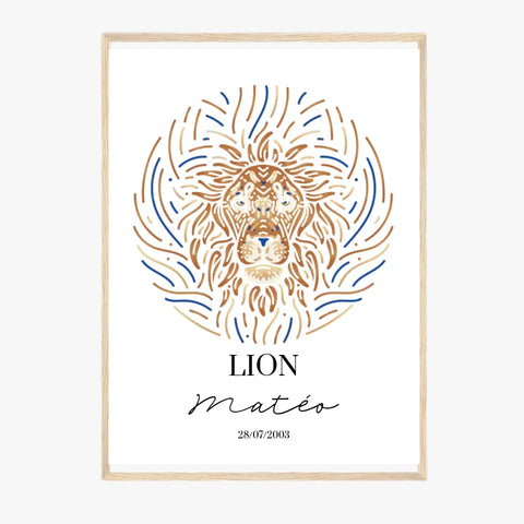 Tableau Personnalisé Signe Astrologique Lion