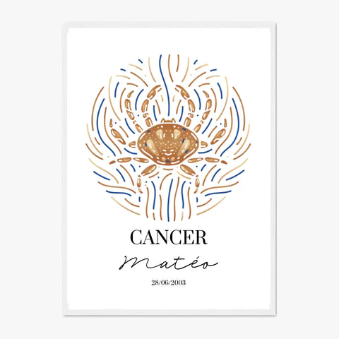 Tableau Personnalisé Signe Astrologique Cancer