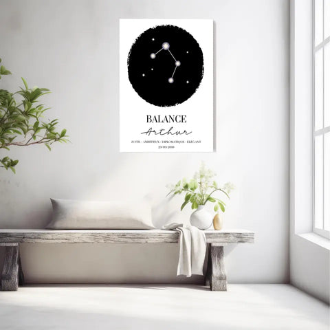 Tableau Personnalisé Signe Astrologique étoiles Balance