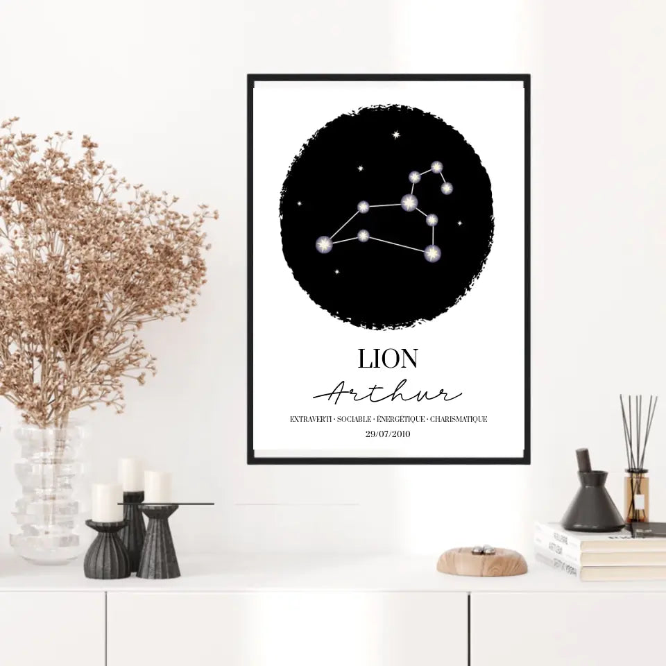 Tableau Personnalisé Signe Astrologique étoiles Lion