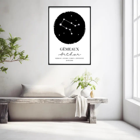 Tableau Personnalisé Signe Astrologique étoiles Gémeaux