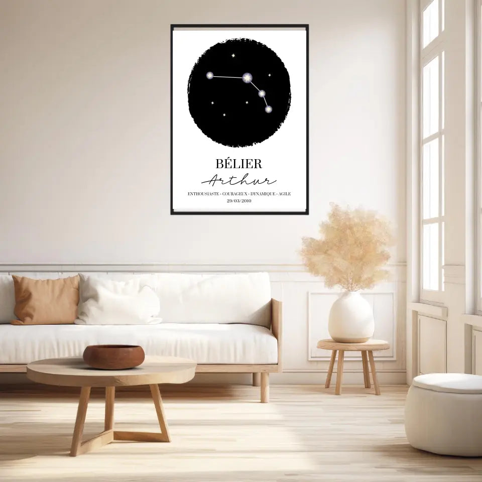Tableau Personnalisé Signe Astrologique étoiles Belier