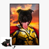 Tableau Animaux Portrait Personnalisé Super Héro Chien Staffordshire