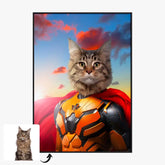 Tableau Animaux Portrait Personnalisé Super Héros Chat Maine Coon