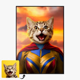 Tableau Animaux Portrait Personnalisé Super Héros Chat