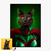 Tableau Animaux Portrait Personnalisé Super Héros Chat Noir