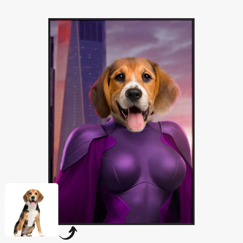 Tableau Animaux Portrait Personnalisé Super Héros Chien Beagles