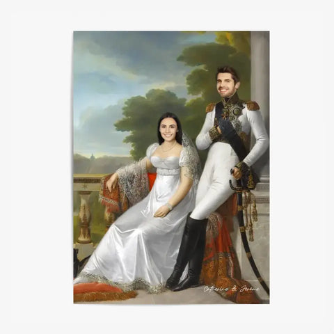 Tableau Personnalisé Portrait Photo Couple Royal Jérôme Bonaparte et Catherine de Wurtemberg