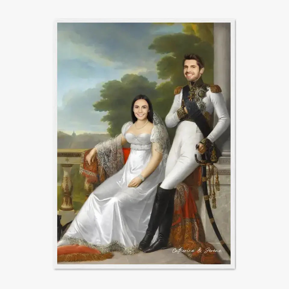 Tableau Personnalisé Portrait Photo Couple Royal Jérôme Bonaparte et Catherine de Wurtemberg