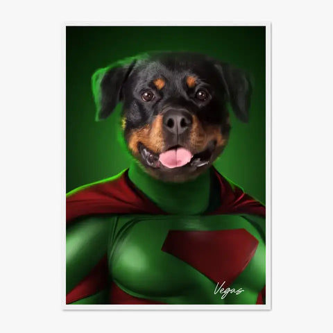 Tableau Animaux Portrait Personnalisé Super Héros Chien Rottweiler