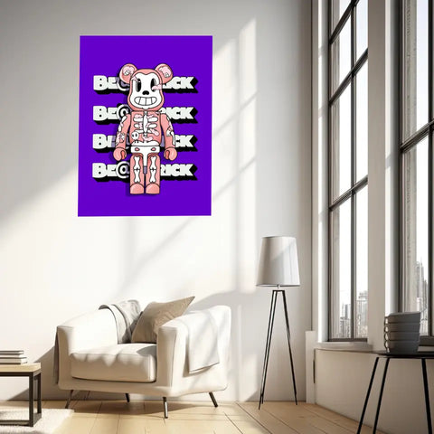 Affiche et Tableau Moderne Bearbrick squelette