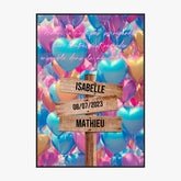 Tableau Prénom Personnalisé Couple Ballons Coeur