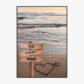 Tableau Prénom Personnalisé Couple Plage Coeur