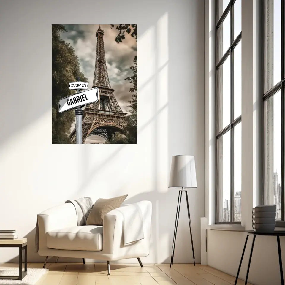 Tableau Prénom Personnalisable Famille Tour Eiffel