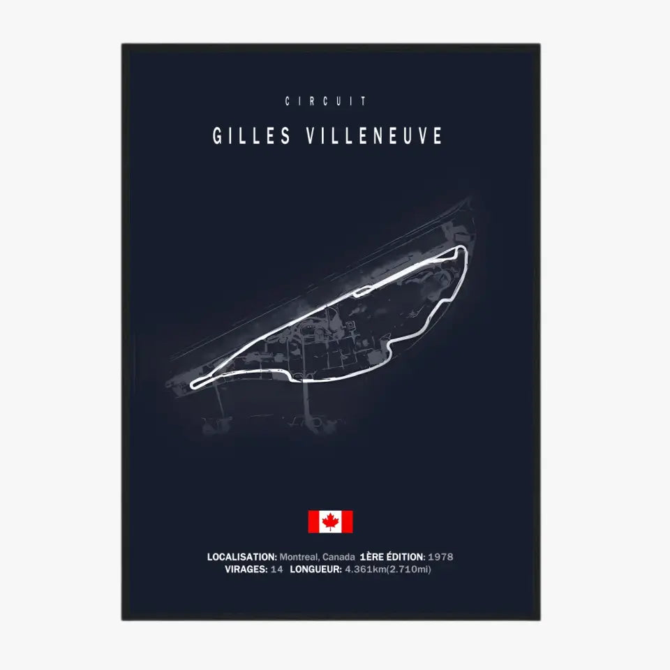Affiche ou Tableau du Circuit de Formule 1 Gilles Villeneuve Montréal Canada