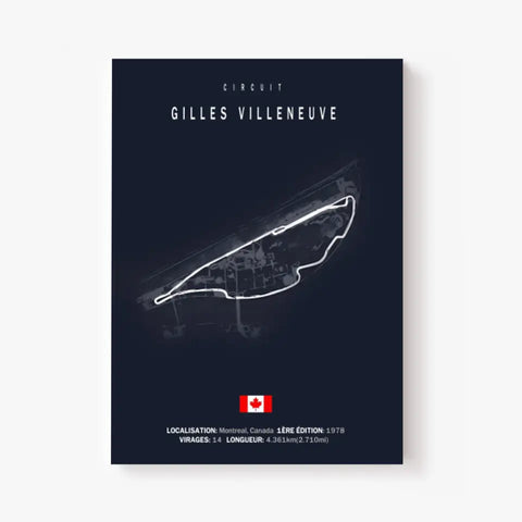 Affiche ou Tableau du Circuit de Formule 1 Gilles Villeneuve Montréal Canada