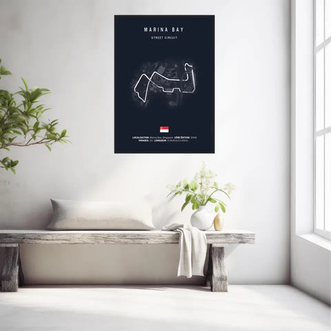 Affiche ou Tableau du Circuit de Formule 1 Marina Bay Singapour