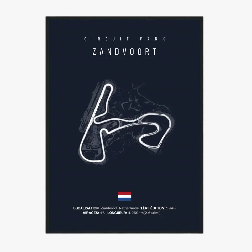 Affiche ou Tableau du Circuit de Formule 1  Zandvoort aux Pays-Bas