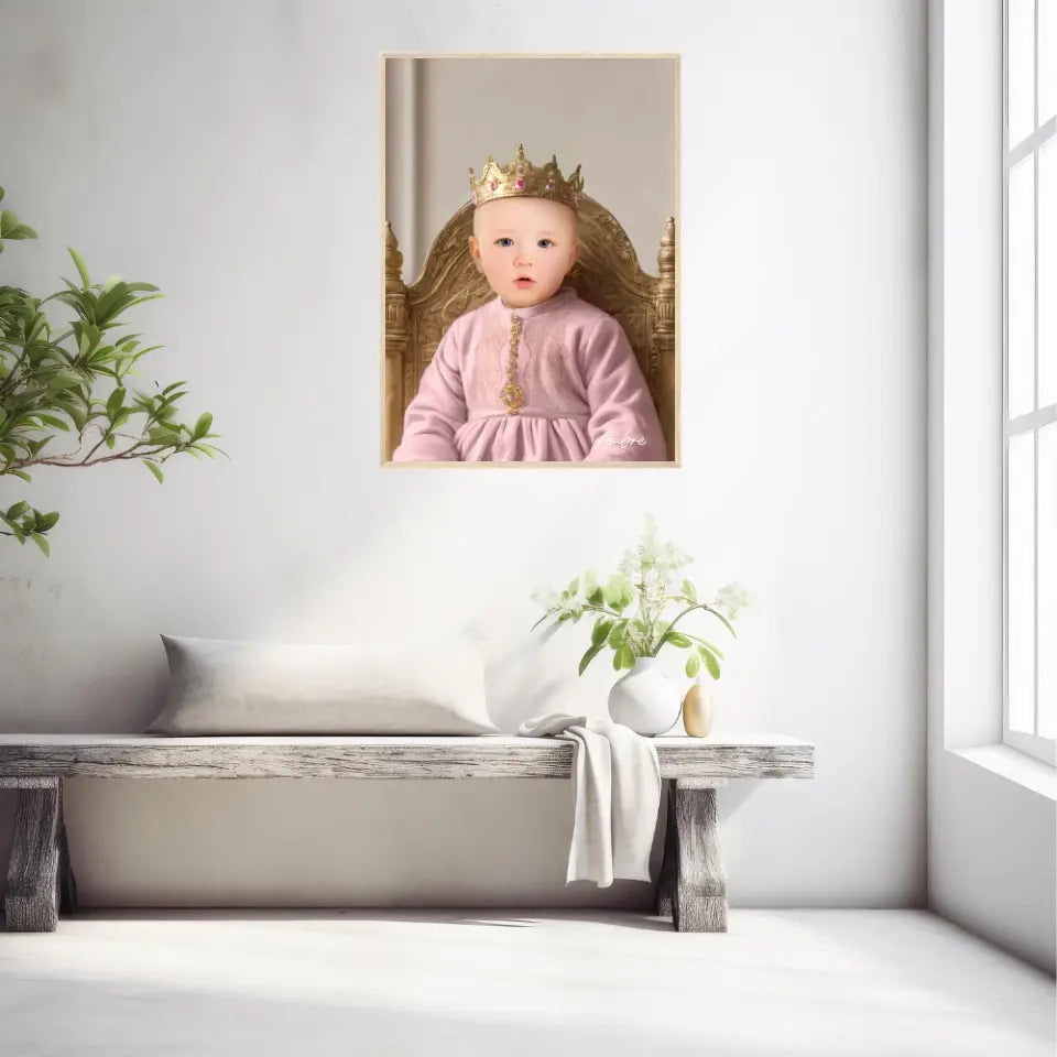 Tableau Personnalisé Photo Portrait Enfant Royal Robe Rose