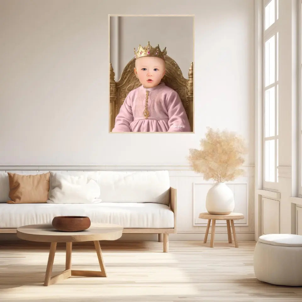 Tableau Personnalisé Photo Portrait Enfant Royal Robe Rose