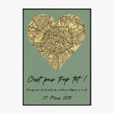 Tableau Pot de Départ Personnalisé Map Coeur