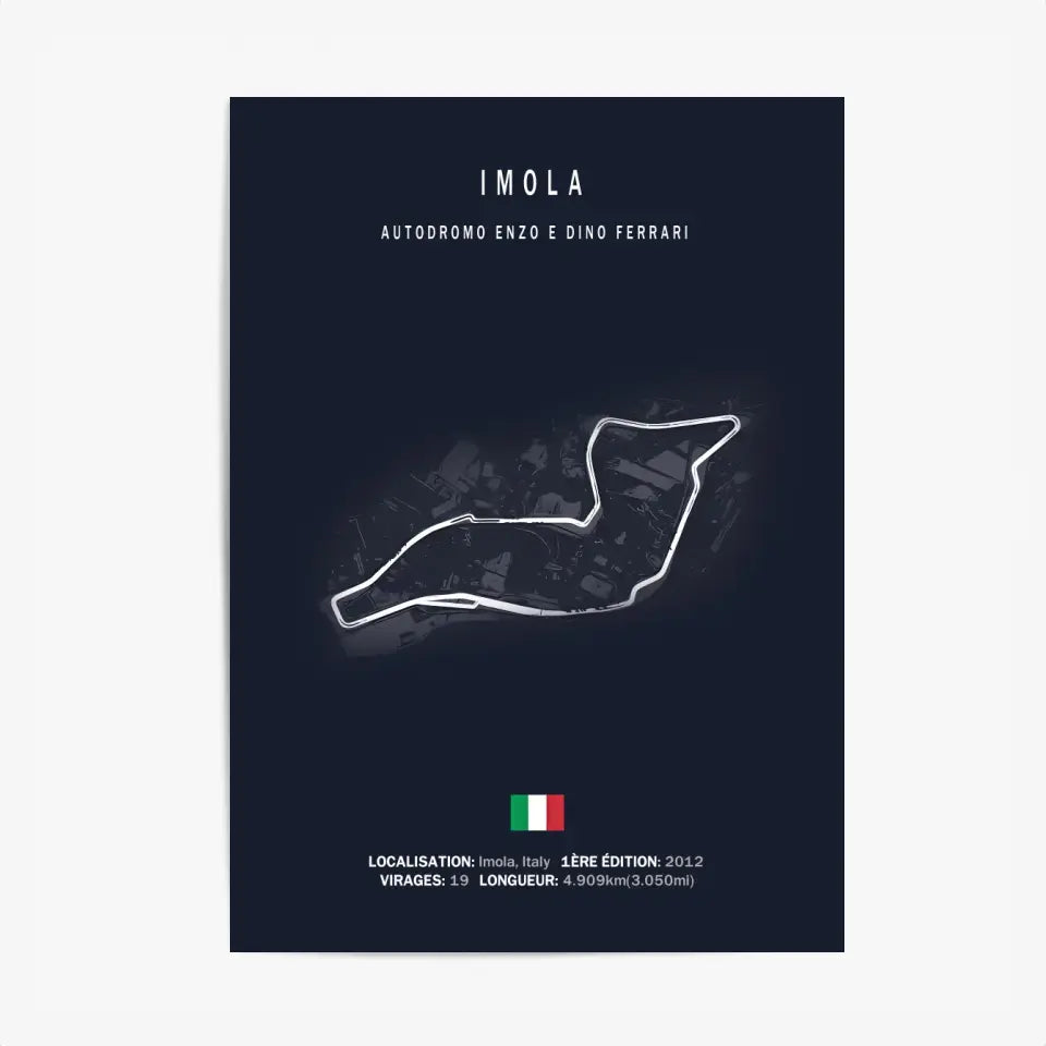 Affiche ou Tableau du Circuit de Formule 1 Autodromo Enzo e Dino Ferrari à Imola en Italie