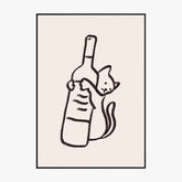 Affiche Et Tableau Minimaliste Wine And Cat 2