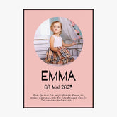 Affiche Naissance Personnalisé Photo Bébé Rond
