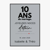 Affiche Personnalisée Noces d'Étain